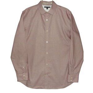 Banana Republic Shirt Mens XL Red Wine Button-Down mini check slim fit no iron
